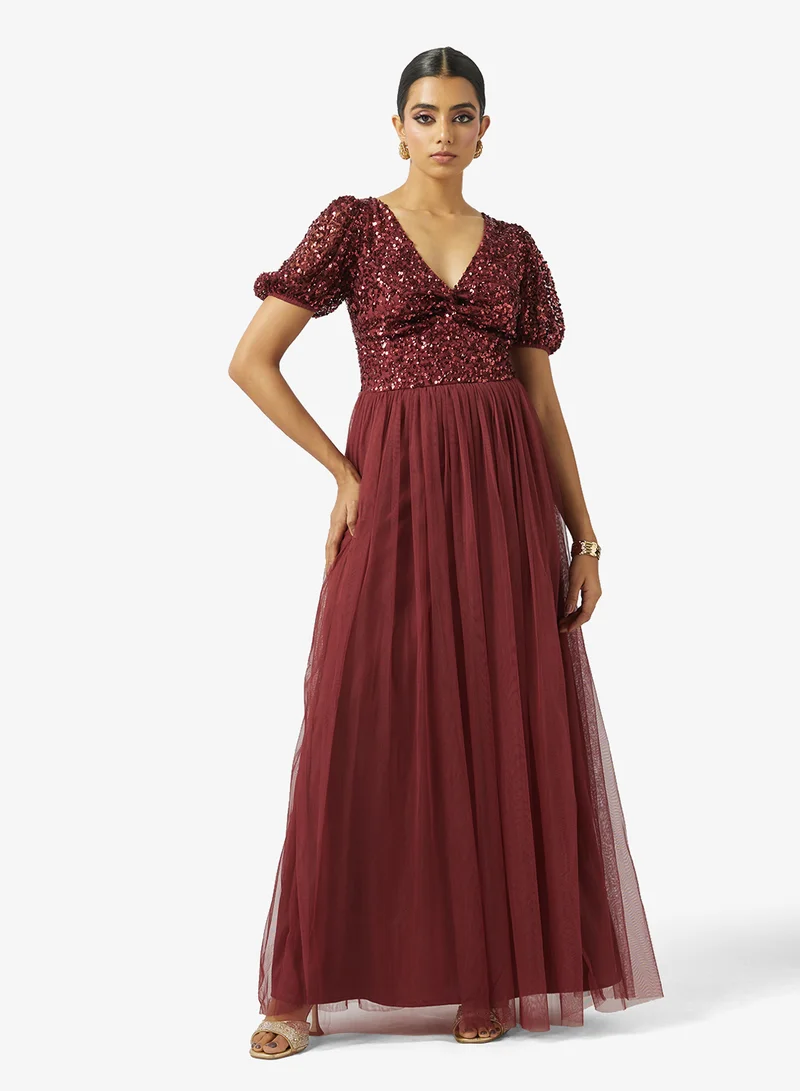 Maya Sequin Bodice Gown Dress